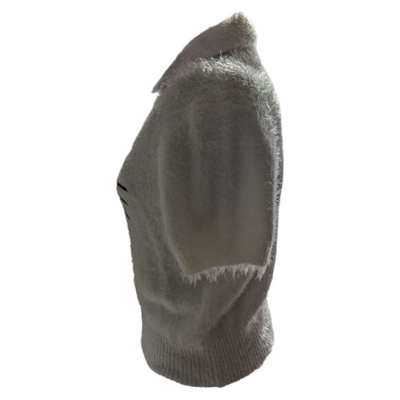 Dolls Kill X Hello Kitty Fuzzy White Eyelash Sweater Top Size S - Picture 4 of 14